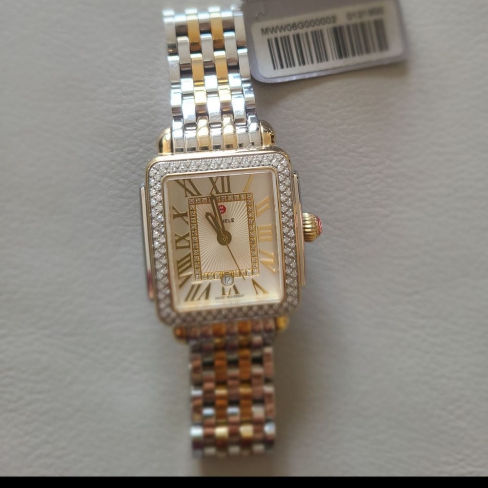 MICHELE Deco Madison Two Tone Diamond Ladies Watch! Like New!!!